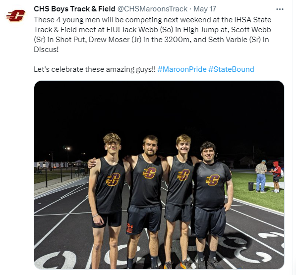 CHS Boys State Track Qualifiers